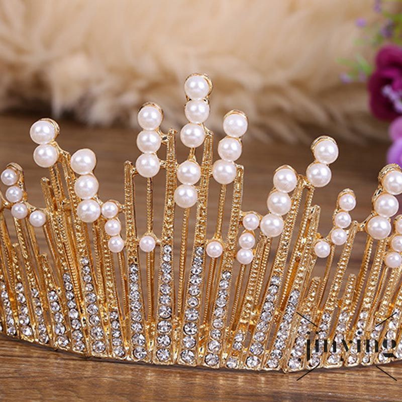 GETNOIVAS ❤Vương Miện Cài Tóc Đính Ngọc Trai Sang Trọng Cho Cô Dâu