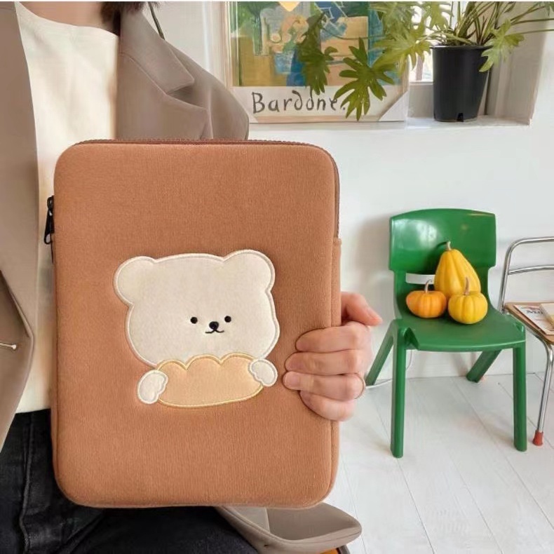 Túi đựng máy tính xách tay 11/ 13/ 15/ 15.6 inch chống sốc thêu họa tiết phong cách Hàn Quốc đáng yêu