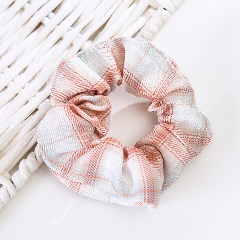 Dây Buộc Tóc Scrunchies Họa Tiết Caro Vintage