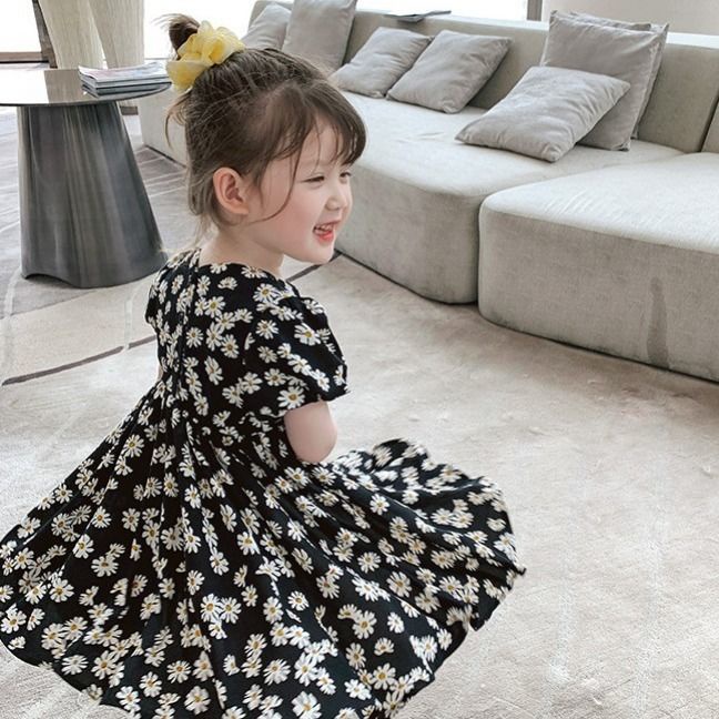 Đầm Công Chúa Chất Liệu Chiffon In Họa Tiết Hoa Cúc Phong Cách Phương Tây Thời Trang Mùa Hè Mới Cho Bé Gái