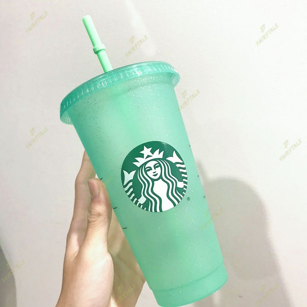 Ly Nhựa Uống Nước Starbucks X 709ml Có Thể Tái Sử Dụng Kèm Nắp Nhựa
