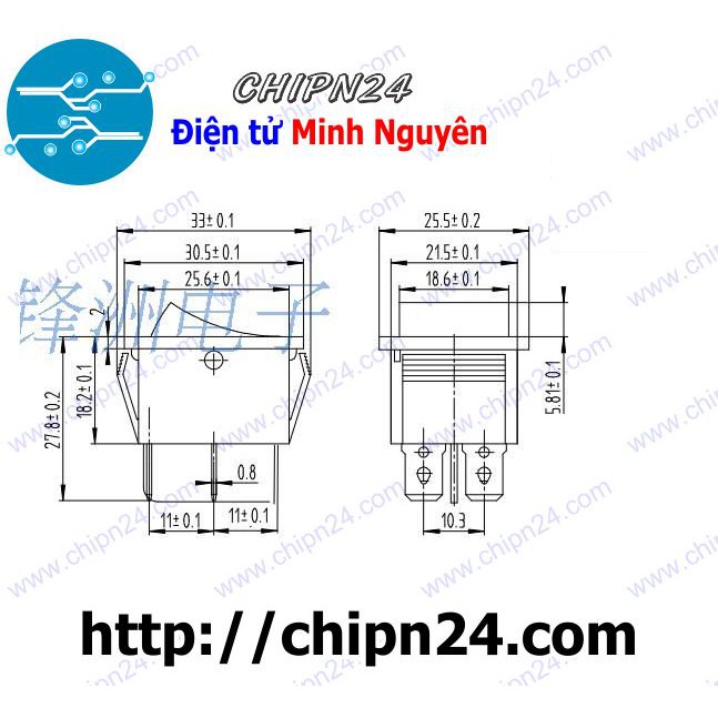 [1 CÁI] Công tắc bập bênh Có Đèn KCD4-102 4 CHÂN 2 nấc 2 tiếp điểm 15A 250VAC