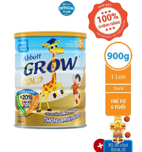 [Tặng 1 Bộ bóng rổ] Sữa bột Abbott Grow Gold 3+ 900g