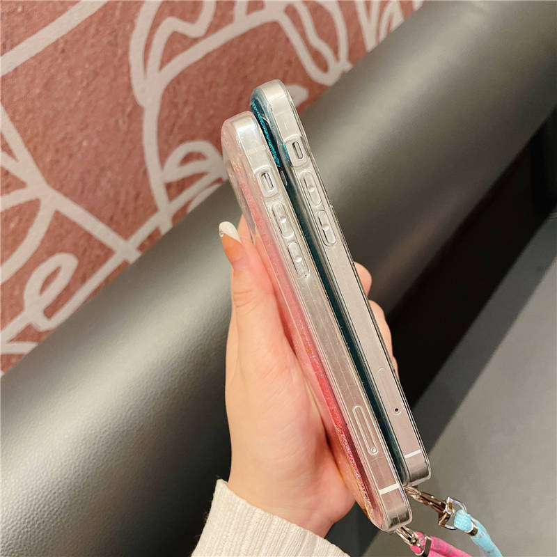 Ốp điện thoại kim tuyến nước có dây đeo cổ cho Samsung A32 A52 A72 S21 Plus S21 Ultra 4G 5G