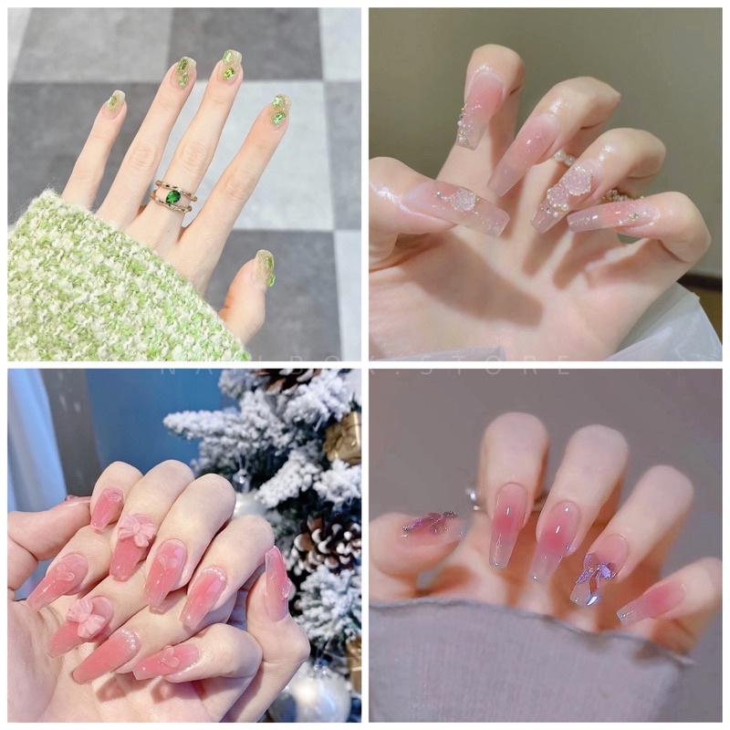 Set 24 móng giả đính đá cao cấp