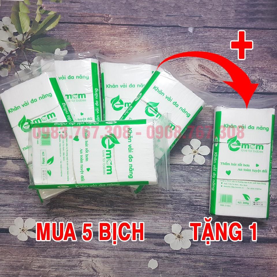 [MUA 5 TẶNG 1] COMBO 5 Bịch Khăn Vải Khô Đa Năng Emom 300gram - 8938517691041x5