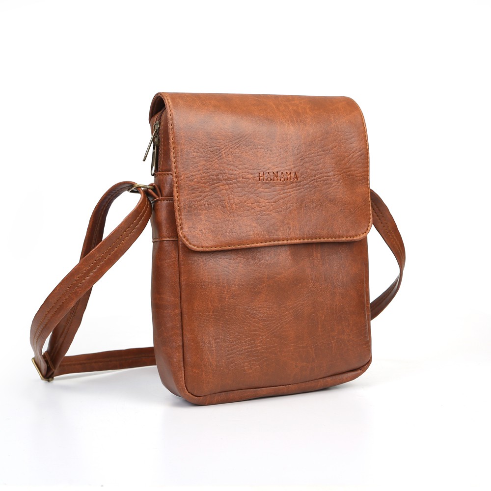 Túi đeo chéo thời trang nam cao cấp HANAMA S12 vàng bò kèm thắt lưng da nam MPT