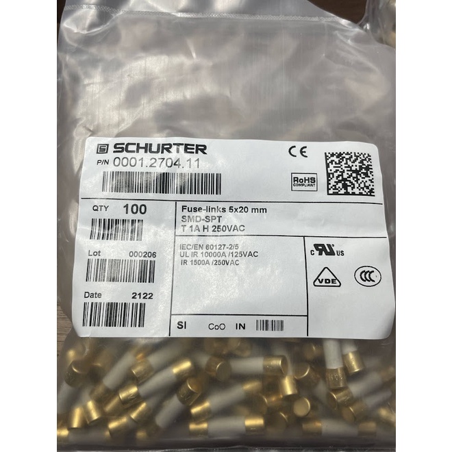 1A 250V Cầu chì Schurter 5x20mm