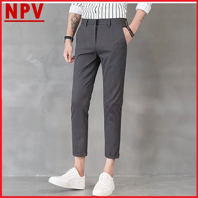 Quần âu nam hàn quốc ống côn NPV vải lụa co giãn,quần tây nam không nhăn, không xù, trẻ trung | BigBuy360 - bigbuy360.vn