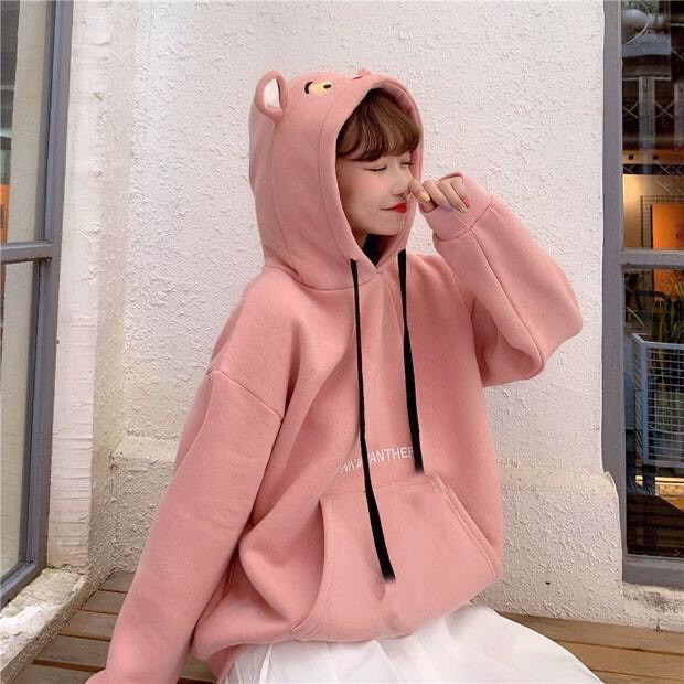 HOODIE_ ÁO KHOÁC NỈ BÁO HỒNG CUTE LẠC LỐI