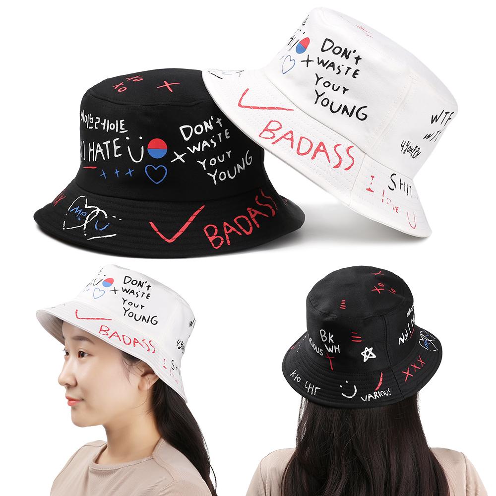 EUCA Mũ Bucket Chất Liệu Cotton Phong Cách Harajuku