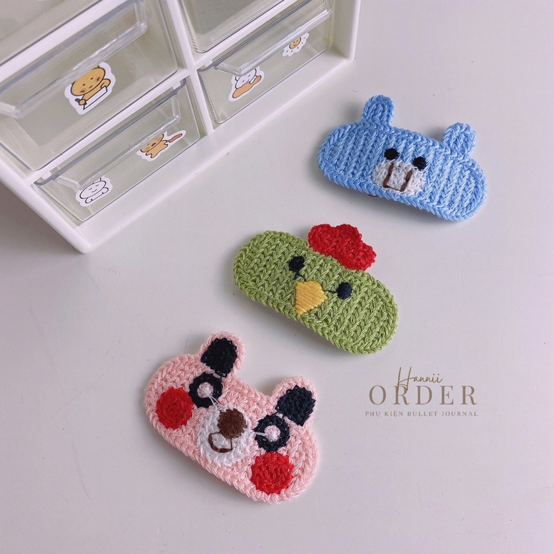 Kẹp tóc len hình thú cute