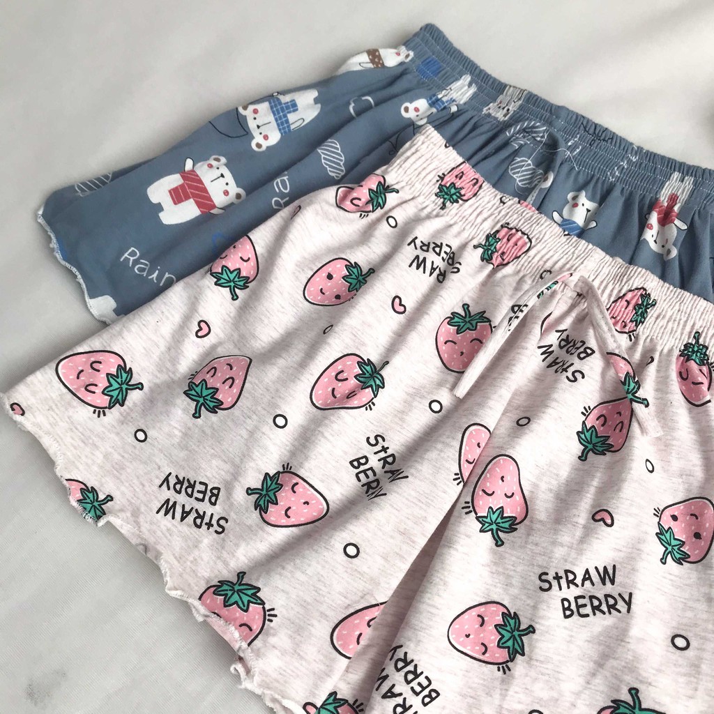 Quần ngủ đùi nữ cotton VM Shop quần mặc nhà lưng thun họa tiết 22STU03T372201 QSU00013 | BigBuy360 - bigbuy360.vn