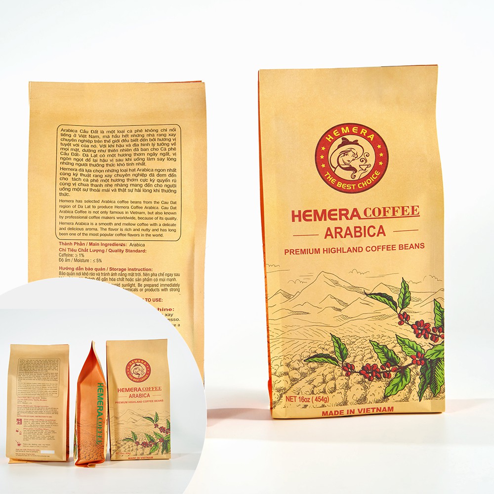 Cà Phê Rang Nguyên Hạt Arabica Cầu Đất (1kg) Tặng 2 gói cafe hòa tan 3in1