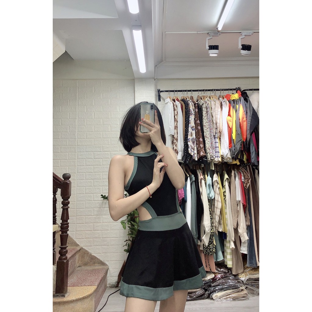 Bikini hai mảnh liền thân dáng váy phối màu nữ tính ( Hàng loại 1) | BigBuy360 - bigbuy360.vn