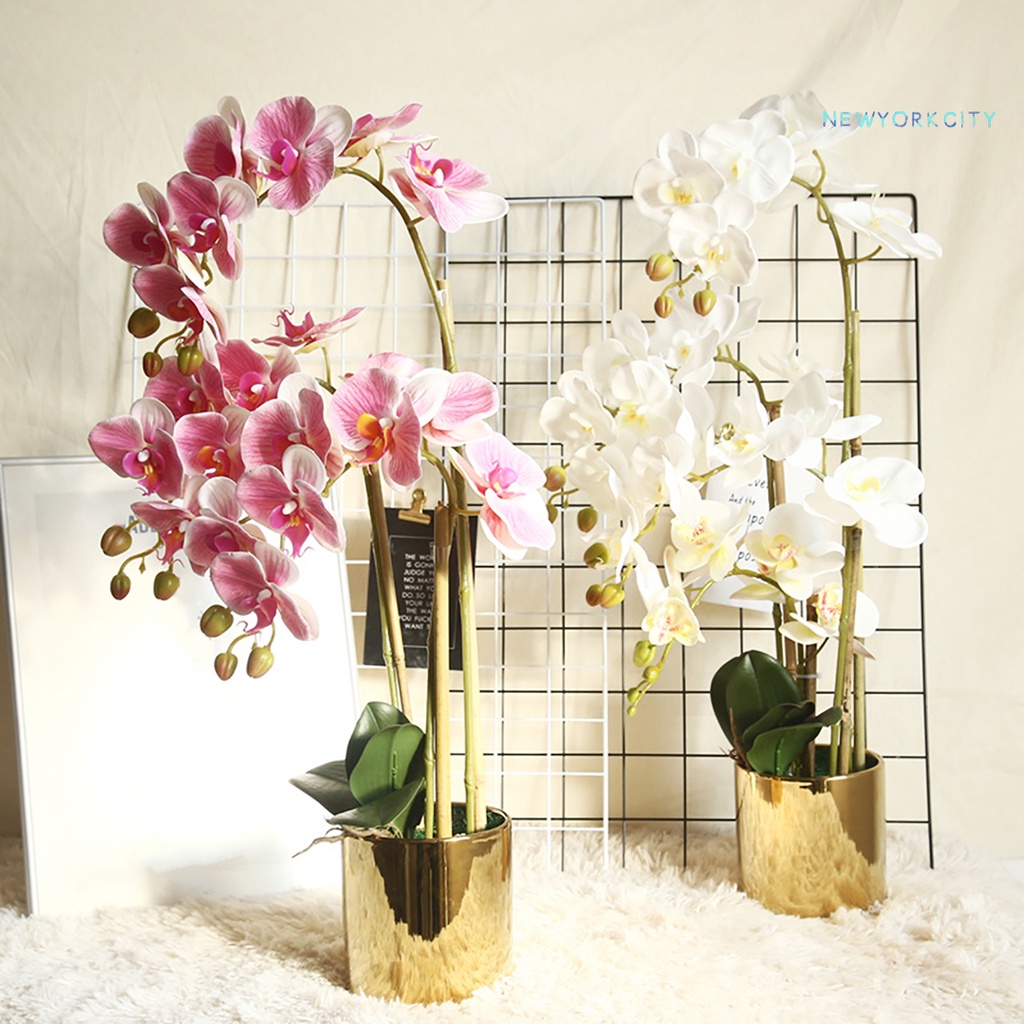 1 Cành Hoa Lan Nhân Tạo Trang Trí Sinh Động