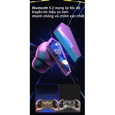Tai nghe bluetooth 5.2 gaming M10 tai phone không dây thể thao nghe nhạc nhét tai chơi game không độ trễ chống ồn