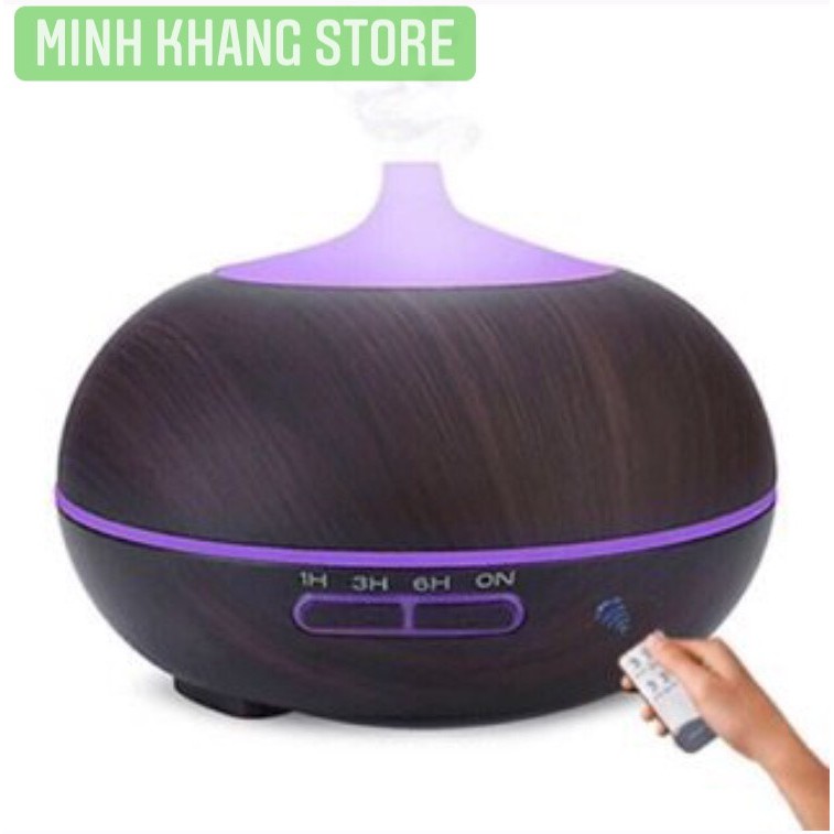 Máy xông tinh dầu , máy khuếch tán tinh dầu cổ cao vân gỗ tối - sáng 550ml với 7 màu đèn led rất đẹp làm đèn ng