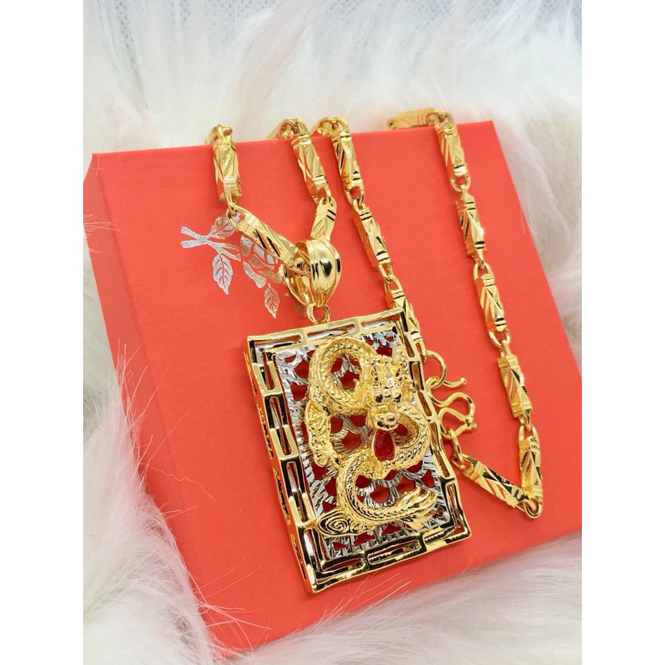 Vòng cổ nam dạng ống mặt rồng,Dây chuyền nam mạ vàng 18k mạ công nghệ đức