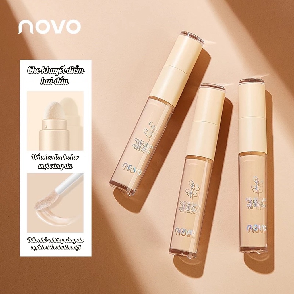 Che khuyết điểm NOVO hai đầu tiện lợi mỏng mịn tự nhiên Freely Erase Double Ended Concealer NOVO47