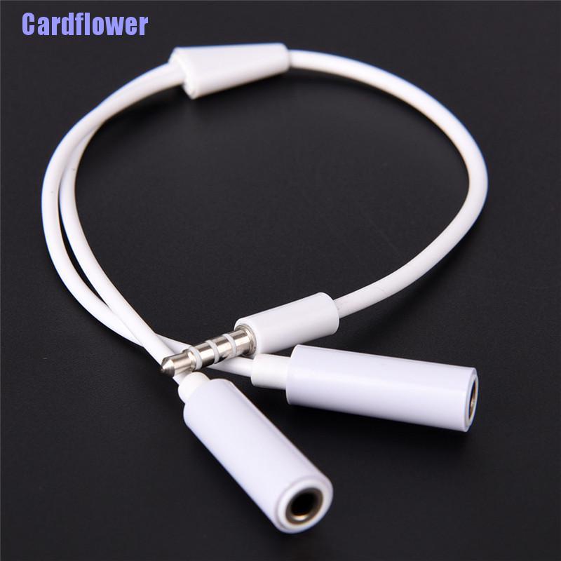 Cardflower  3.5mm AUX Audio Mic Splitter Cable Earphone Headphone Adapter Male To Female