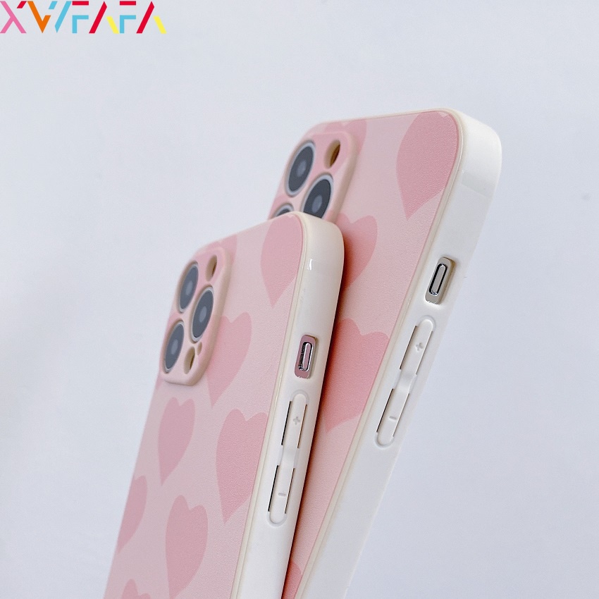 Ốp Điện Thoại Silicon Mềm Màu Hồng In Hình Trái Tim Cho iPhone 13 12 Mini 11 Pro Max XS X XR 8 7 6 6S Plus SE 2020