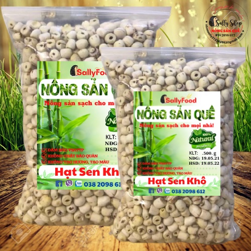 1kg Hạt Sen Khô Hữu Cơ SallyFood Sấy Sạch Hàng Loại 1 Không Chất Bảo Quản Sen Huế /Đồng Tháp Nông Sản Quê