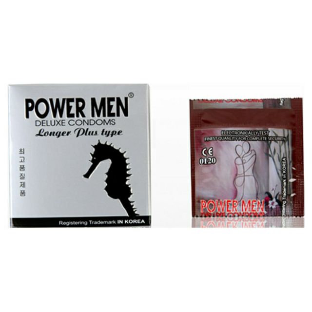 Bao cao su kéo dài thời gian powermen longer plus type hộp 3 cái