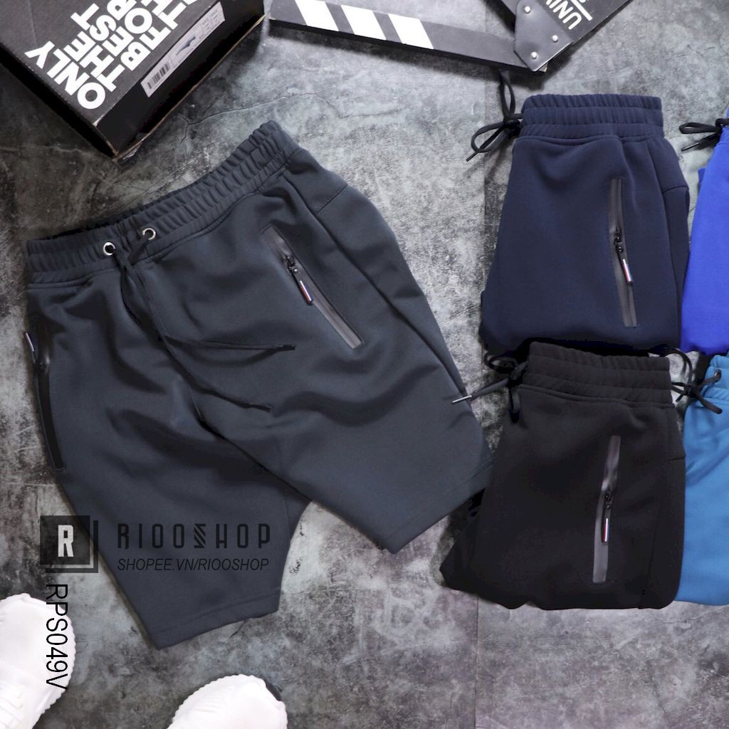 Quần thun nam trơn ngắn dây kéo cao cấp RPS049v - quần thun thể thao nam Riooshop | BigBuy360 - bigbuy360.vn