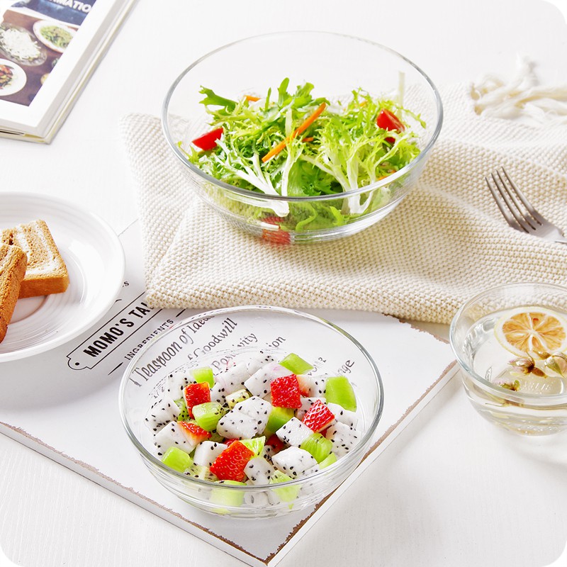 Chấm bát thủy tinh trong suốt kiểu Nhật bát salad rau xà lách bát đĩa gia đình bát súp bát phở bát cơm bát tráng miệng
