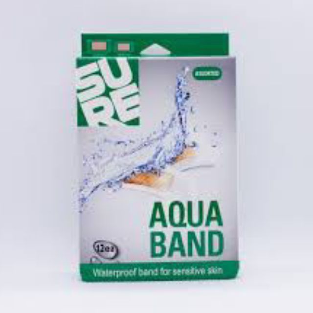 Băng Keo Cá Nhân Không Thấm Nước Aqua Band Waterproof Plaster Hàn Quốc (Hộp 2 Size-12 Miếng)