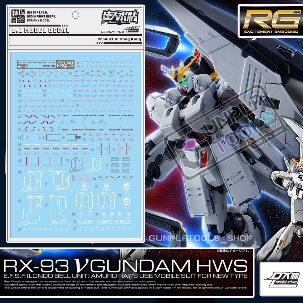 [Mẫu D.L] decal Nước RG42 Cho RX-93 ν Gundam Nu HWS (RG 1 / 144)