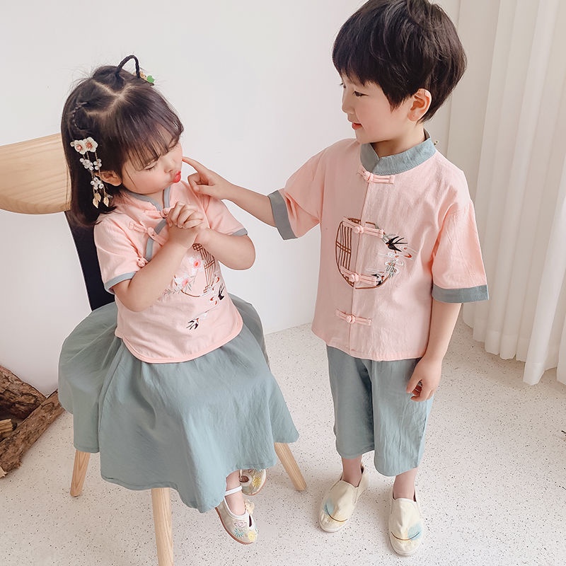 Bộ Đồ Hán Phục Phong Cách Trung Hoa Thời Trang Mùa Hè Cho Trẻ Em