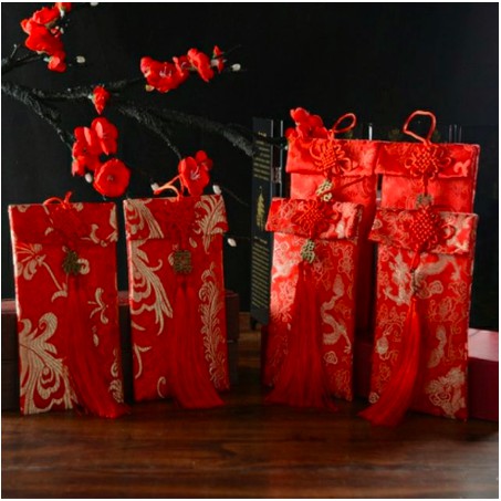 Lì xì vải gấm CHỮ HỶ cao cấp (size 17x9 cm)