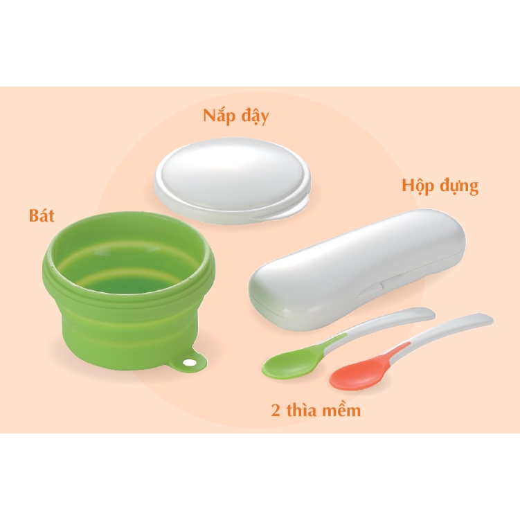 bát gấp gọn Richell kèm 2 thìa mềm