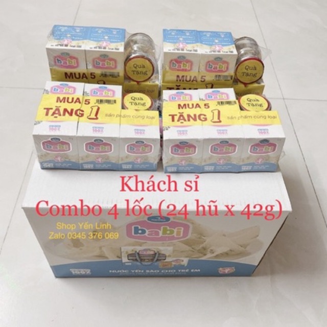 Combo 4 lốc  Yến sào trẻ em Babi Bird sợi yến thật 100%