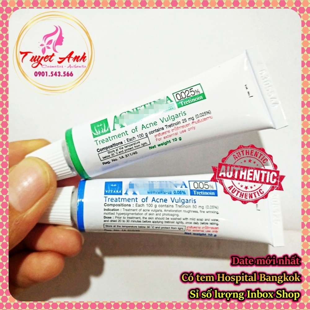[Auth-Thailand] Tretinoin 0.025% - 0.05%, Kem dưỡng giảm mụn, chống lão hóa, đẹp da