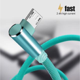 Dây Cáp Sạc Nhanh 90 Độ Đầu Usb Type C Ios Micro Usb Bện Sợi Nylon