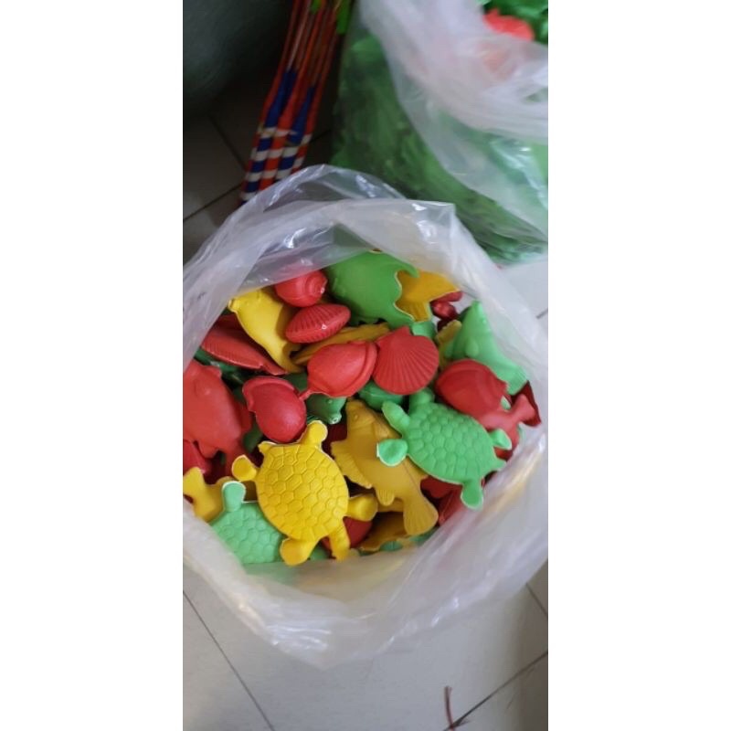 Combo tôm cua cá trái cây nhựa cân kí ký làm đồ chơi câu cá nấu ăn đi chợ cho bé