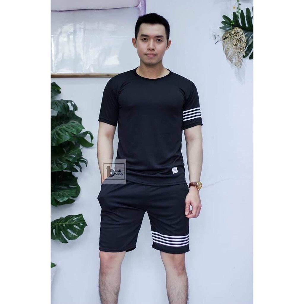 Bộ quần áo thể thao nam, bộ cộc nam thun cotton lạnh, form dáng thể thao - ADAM MAN