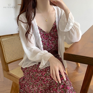 Áo Khoác Voan Dài Tay Phong Cách Hàn Quốc Thanh Lịch Dành Cho Nữ