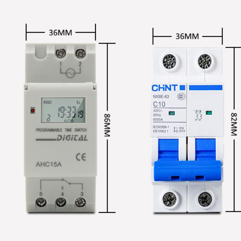 Timer điện tử loại gắn thanh ray