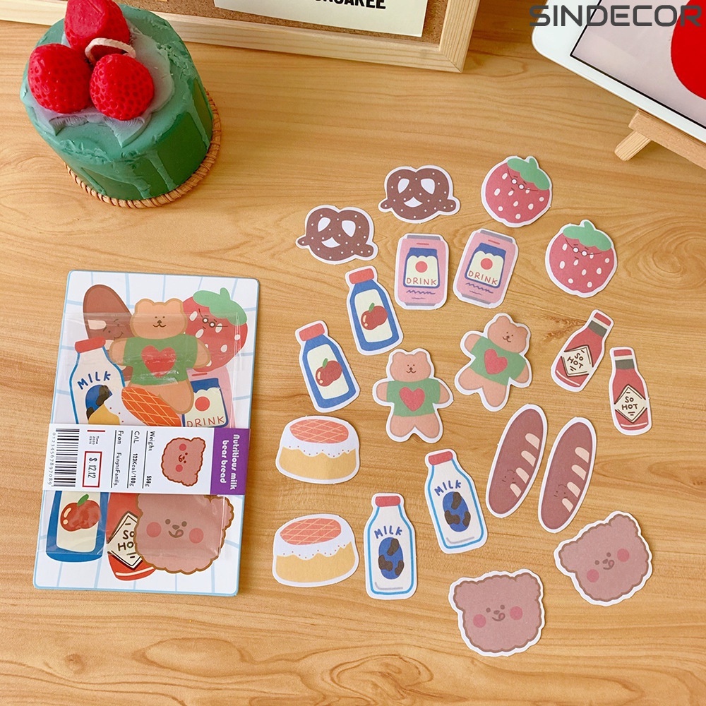 Sticker dán trang trí hộp bút, mũ bảo hiểm, vali, số tay 24 hình thỏ Memo, Paws - Sindecor