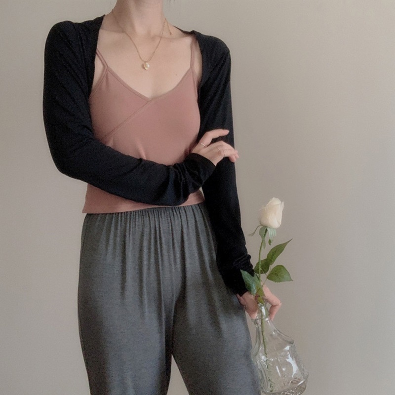 Áo cardigan dệt kim mỏng tay dài màu trơn thời trang mùa hè dành cho nữ