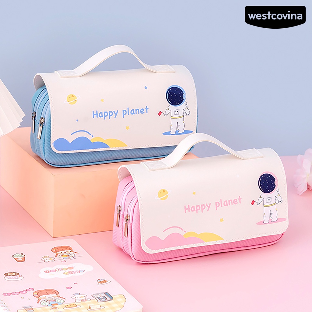 Mới Túi Đựng Bút 2 Ngăn Sức Chứa Lớn In Họa Tiết Đa Năng