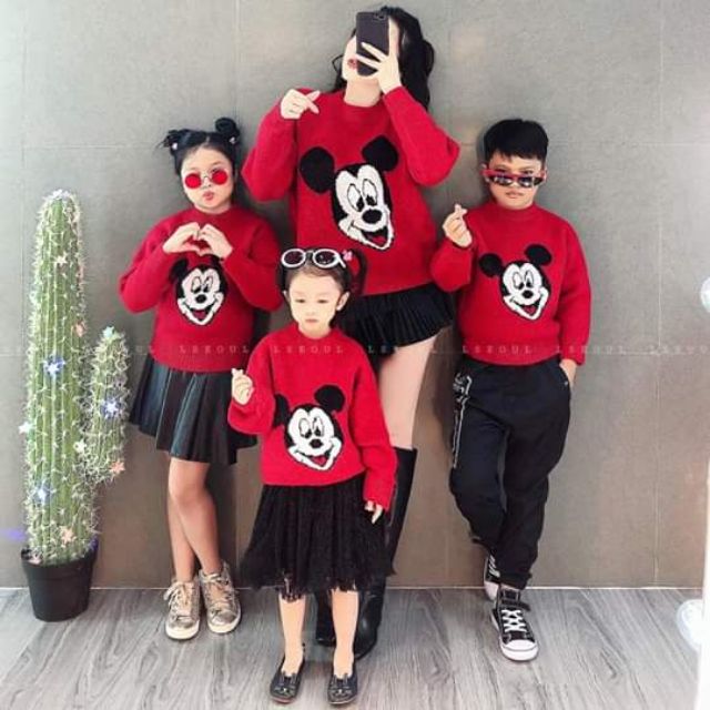 ÁO GIA ĐÌNH DÀI TAY MICKY(CHẤT NỈ BÔNG ẤM ÁP)