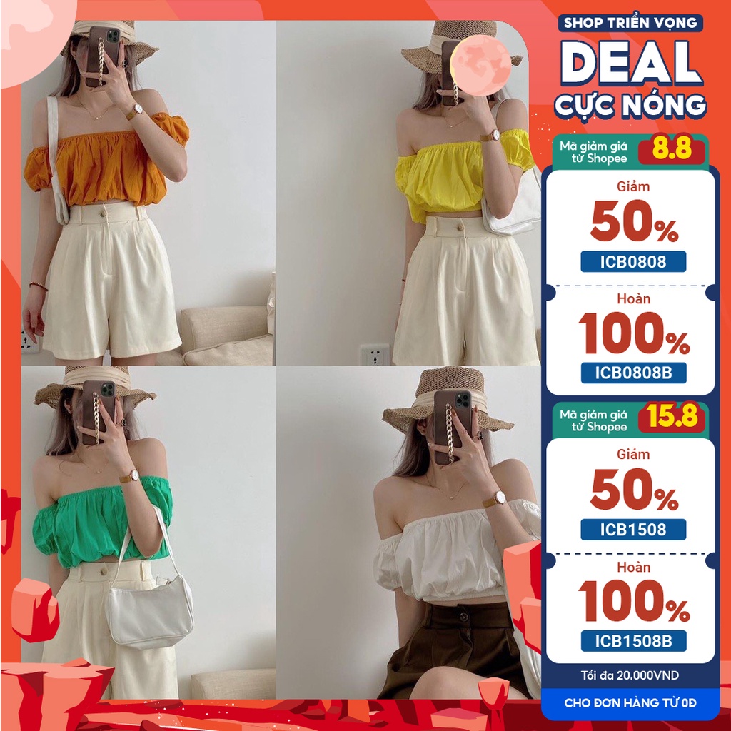 Áo trễ vai croptop, áo hở vai siêu xinh, bảng màu summer - TV154