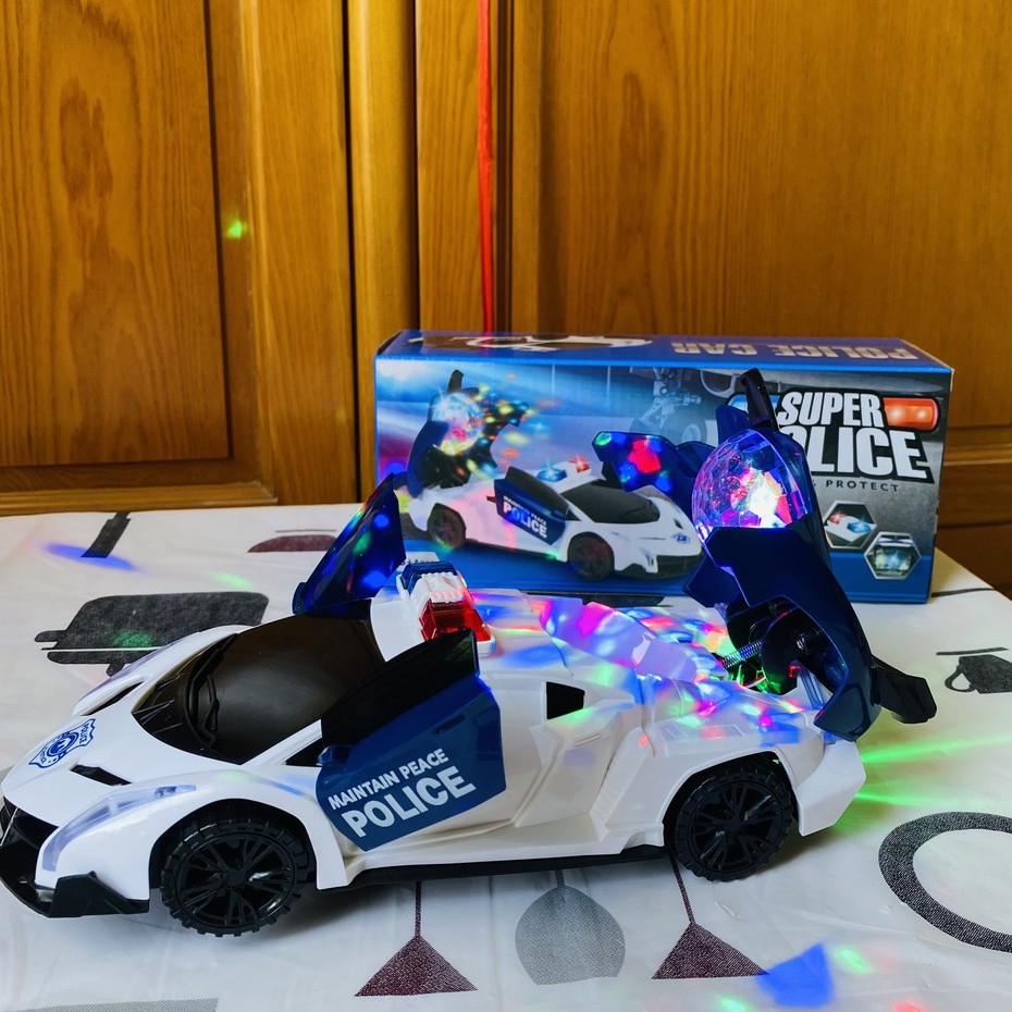 Xe Oto cảnh sát phát sáng quay tròn 360 độ