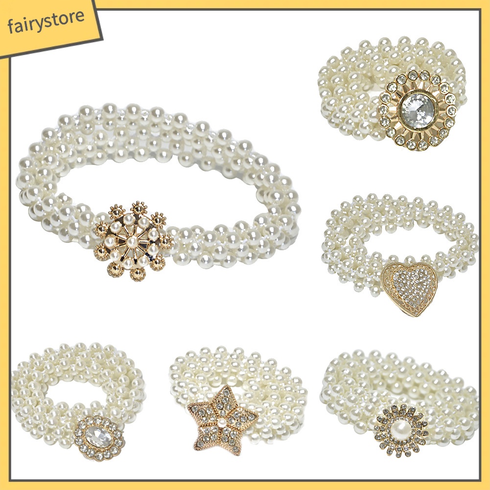 Thắt Lưng Đính Đá / Ngọc Trai Giả Xinh Xắn Cho Nữ