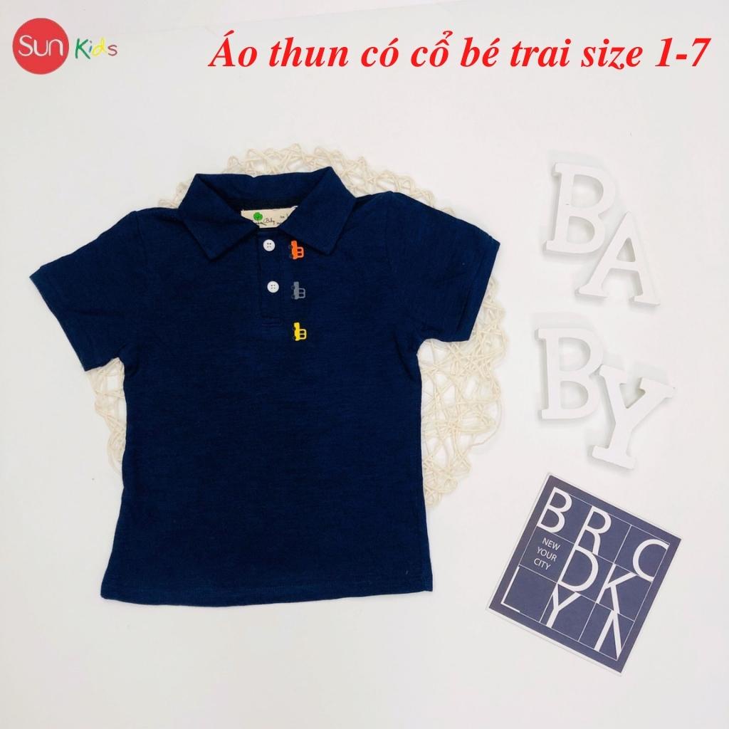 Áo thun bé trai, áo phông bé trai có cổ, size 1-7 tuổi, chất cotton mềm mát - SUNKIDS